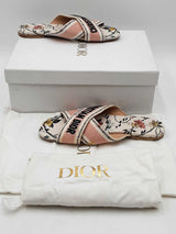 Christian Dior Dway Crossover Strap Canvas Slides Size 37.5 Eb1125crdu