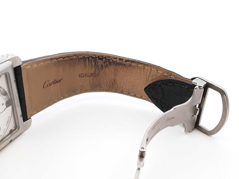 Cartier Tank Mc 2.13 Cttw Aftermarket Diamond & Steel Automatic 34mm Watch Fw1025lozxdu