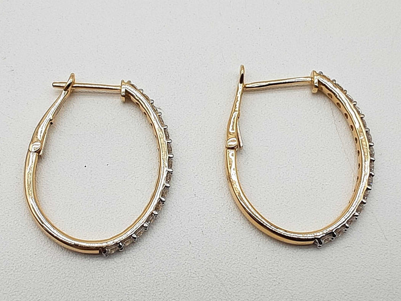 0.80 Cttw Lab Grown Diamonds 14k Yellow Gold 4.1g Oval Hoop Earrings Do0525pcrde