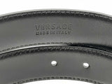 Versace Black Leather Belt With Gold-tone Greca Accent Buckle Fw1224rxsa