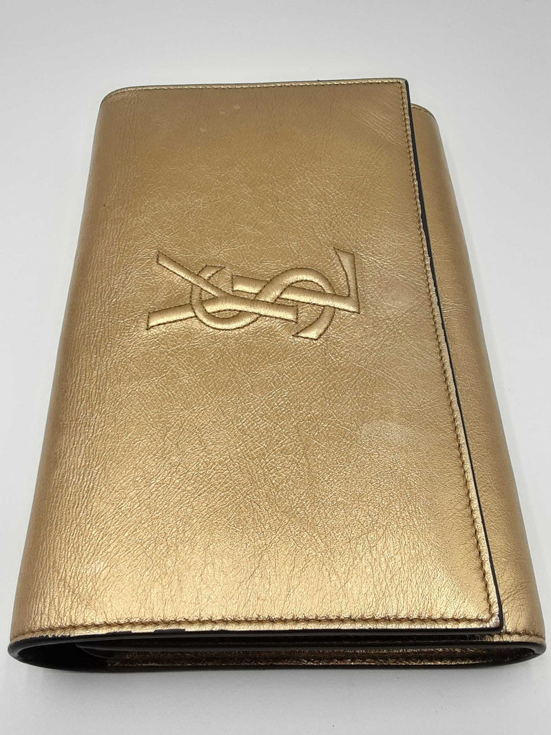 Yves Saint Laurent Gold Metallic Wallet On Chain Eb0524wxzdu