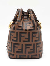 Fendi Mini Mon Tresor Bucket Bag In Zucca Embossed Calfskin Leather Fw0426przdu