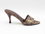 Gucci Gg Supreme Canvas & Vegan Leather Peep-toe Mules Size 6 Fw1026rxdu