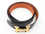 Hermès Constance H Buckle & Reversible Black & Orange Leather Belt Fw1025pxzdu