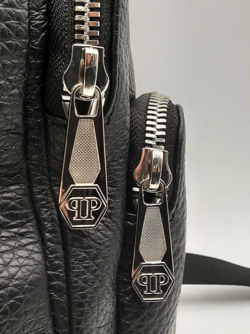 Phillip Plein Limited Edition Monogram Black Leather Backpack Fw1124pxzsa