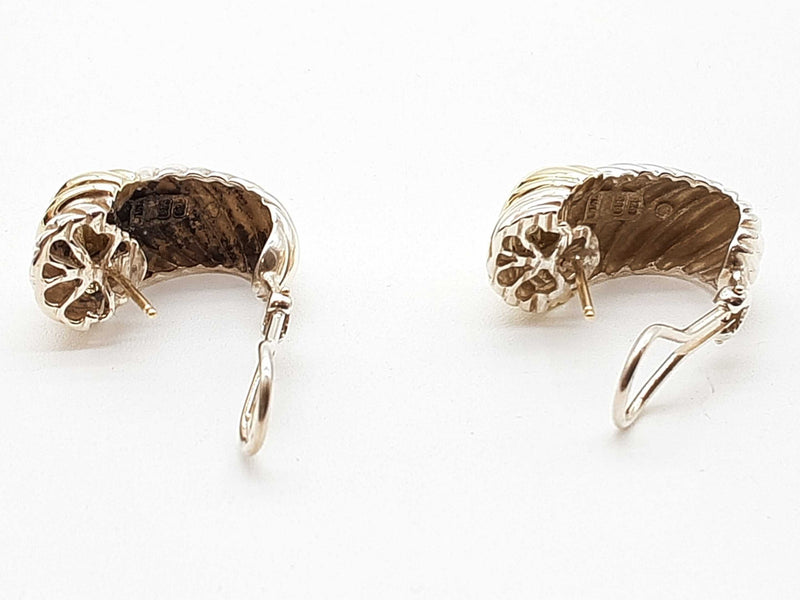 David Yurman 0.925 Silver 14k Yellow Gold Cable Shrimp Clip Earrings Do1025lorde