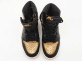 Nike Air Jordan 1 Retro High Og Black Metallic Gold Sneakers Size Us 8.5 Sd1026