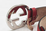 Gucci Red Guccissima Leather Belt With Interlocking Gg Buckle Eb1125lordu