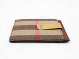 Burberry Money Clip Card Case In House Check Canvas & Leather Fw0726lzxdu