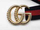 Gucci 524101 Gg Buckle Blue Red Web Elastic Nylon Belt Size 95/38 Do0726oxzde