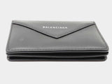 Balenciaga 499201 Logo Paper Flap Black Leather Wallet Dolxzde 144020011384