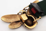 Gucci Web Canvas Belt With Queen Maragret Bee Buckle Size 95/38 Eb0526ixsa