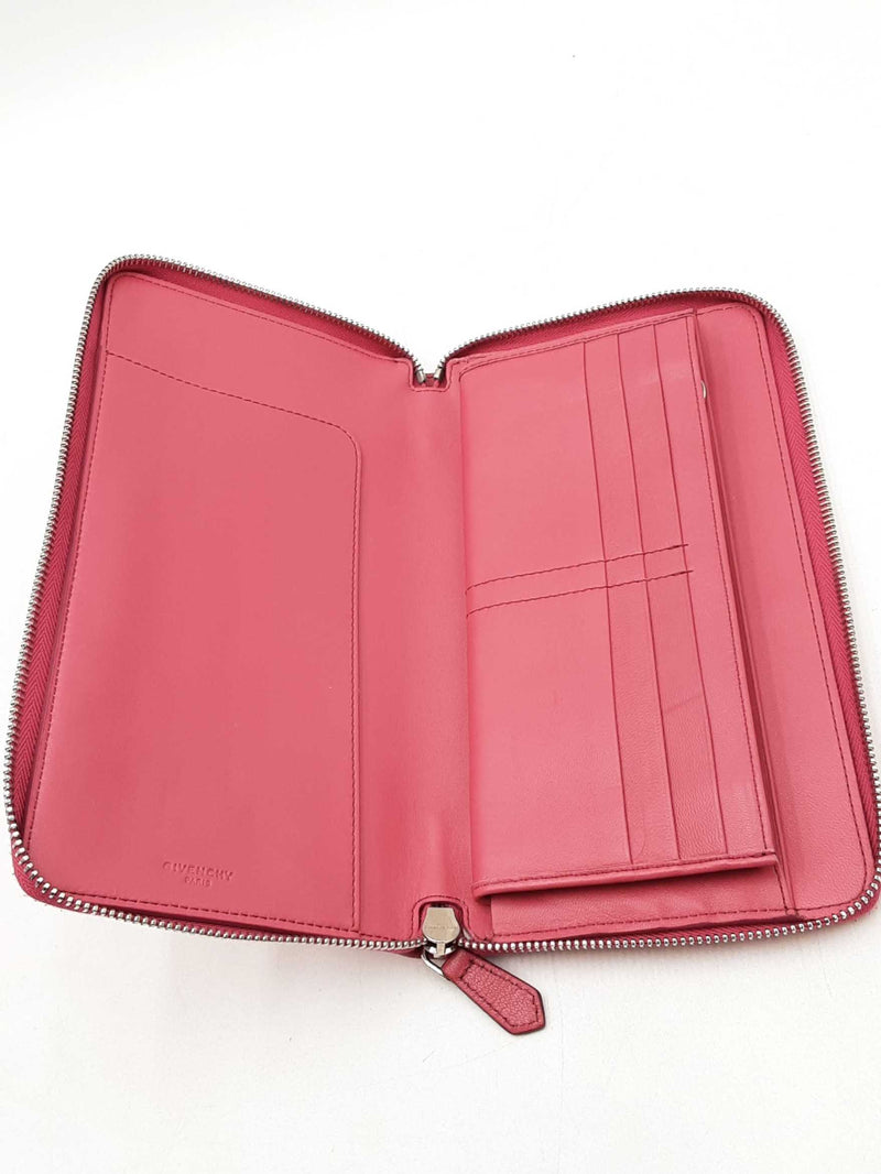 Givenchy Pink Leather Pandora Organizer Zip Around Wallet Eb1125loxdu