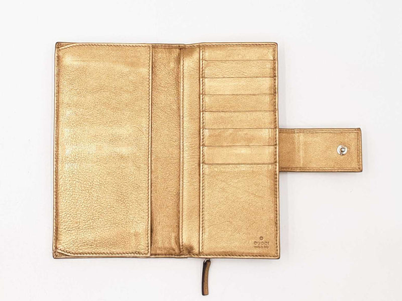 Gucci Timeless Gg Supreme Bronze & Gold Canvas Continental Wallet Fw0725crdu