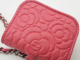 Chanel Camellia Embossed Pink Leather Airpod Pro Case With Chain Eb0626lrxsa