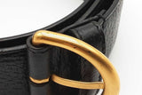 Gucci Black Leather Belt With Gold Tone Buckle Size 80/32 Eb0226lrxde