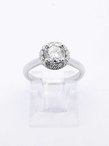0.80 Cttw Diamond & 95% Platinum Halo Ring 4.9 Grams Size 5 Fw0625cxzdu