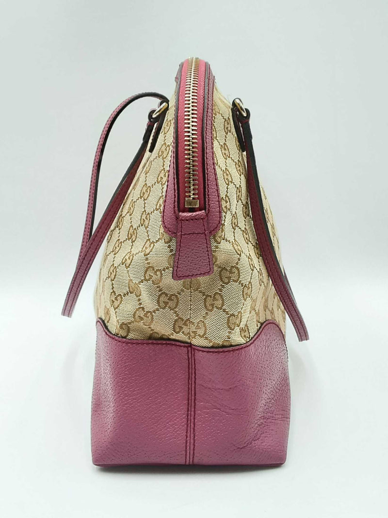 Gucci Gg Bree Beige & Mauve Canvas & Leather Dome Bag Fw1224oxzdu