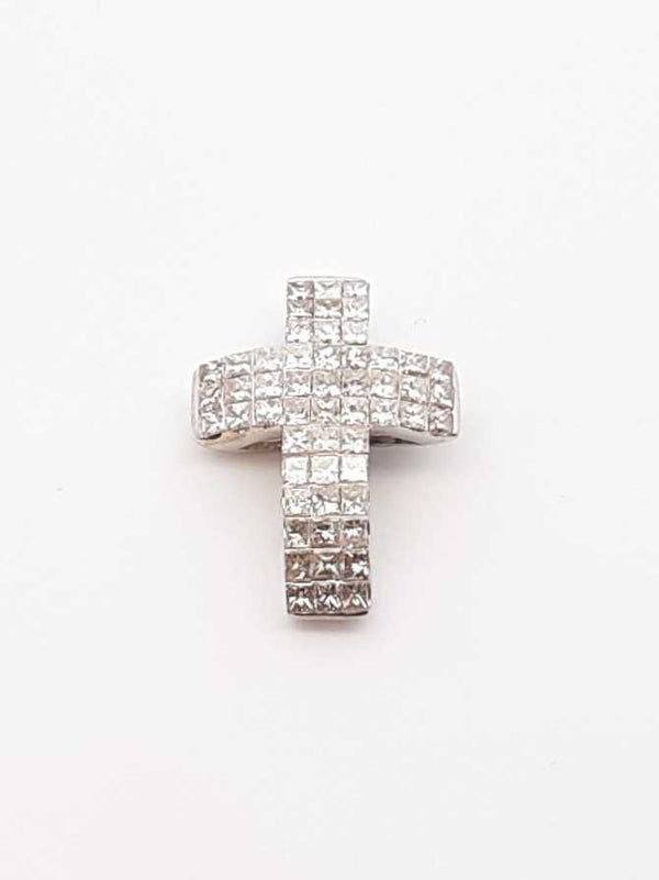 1.62 Cttw Diamond & 14k White Gold Cross Pendant 2.1 Grams Fw0325wprdu