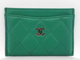Chanel Classic Card Holder Wallet In Emerald Green Quilted Lambskin Fw0326wrzdu