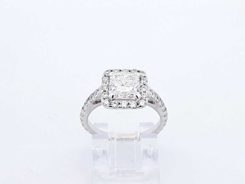 2.01 Cttw Diamond & 14k White Gold Halo Ring 2.8 Grams Size 5 Fw0124lrxzdu