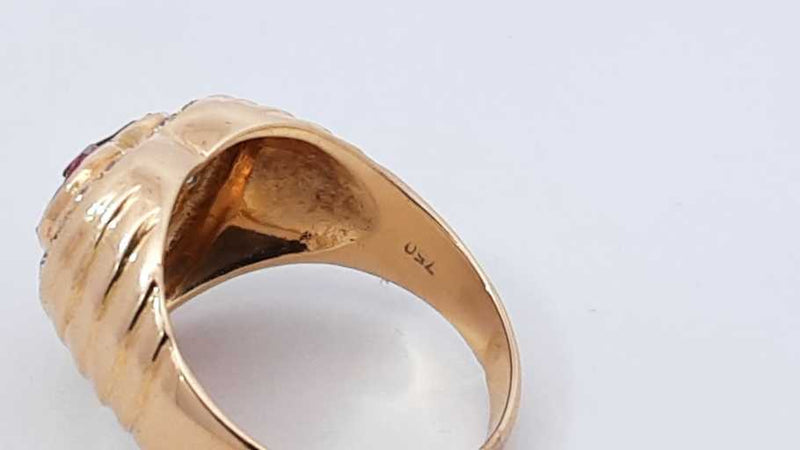 Ruby & Diamond Heart Shape Ring In 18k Yellow Gold 7.1 Grams Size 7 Eb1025wrxdu