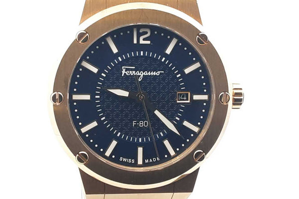 Salvatore Ferragamo F-80 Gold Tone Stainless Steel Watch 43mm Eb0524orxsa