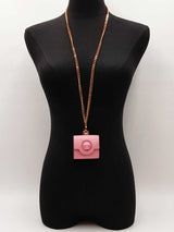 Versace La Mudusa Earbuds Pouch In Pink Leather With Chain Fw0825exdu