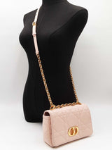 Christian Dior Small Soft Caro Bag In Pink Macrocannage Lambskin Fw0326srzdu