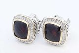 David Yurman Albion 925 Sterling Silver & 18k Yellow Gold Garnet Omega Back Earrings 17.8 Grams Eb1225lxzde