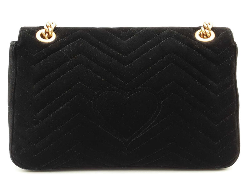 Gucci Gg Black Velvet Marmont Shoulder Bag Eb0424wxzsa