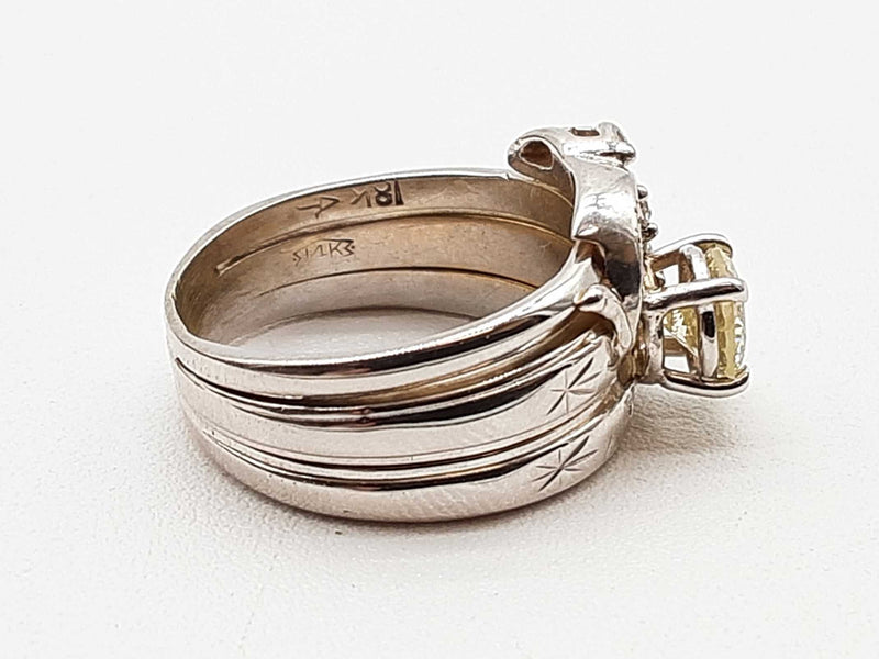 0.50 Cttw Center Diamond 14k White Gold 7.3g Ring Size 5.75 Do0325crxde