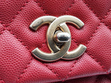 Chanel Coco Large Red Quilted Caviar Leather Top Handle Bag Do0825rzxzde
