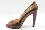 Prada Vern Metal Tricolor Patent Leather Peep Toe Pumps Size 38 Eb0126crdu