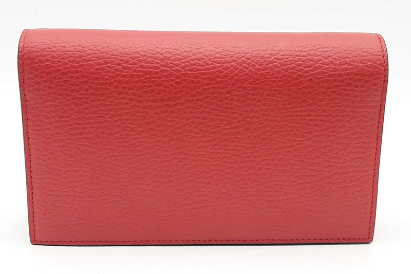 Gucci Red Leather Interlocking Gg Wallet On Chain Eb1024pxzsa