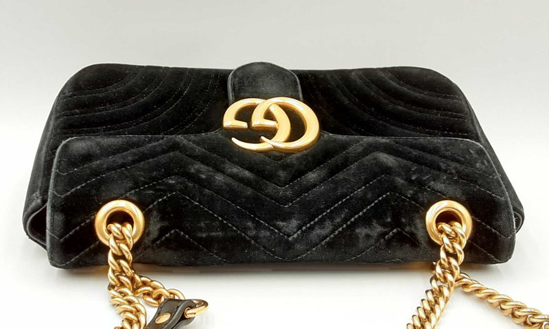 Gucci Black Velvet Marmont Matelasse Shoulder Bag Eb0524pxzdu