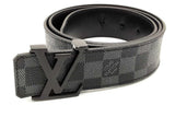 Louis Vuitton Damier Graphite Belt With Black Lv Logo Buckle Eb1024lrxdu