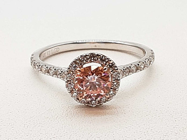 0.55 Carat Fancy Pink Lab Grown Diamond 14k White Gold 2.1g Ring Size 7 Do0525wexde
