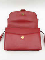 Gucci Torchon Ring Small Shoulder Bag In Cherry Red Grained Leather Fw1125rxzsa