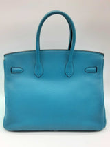 Hermes Birkin 35 Bleu Izmir Blue Clemence Gold Hardware Handbag Do0924crxzde