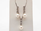 White Pearls Diamonds 18k White Gold 8.6g Ensemble Do0425rxzde