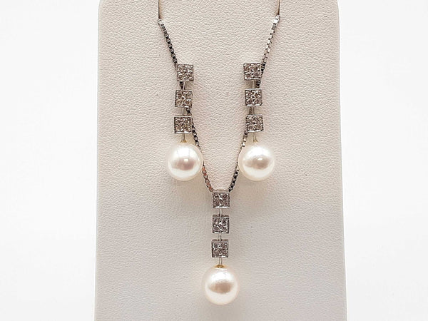 White Pearls Diamonds 18k White Gold 8.6g Ensemble Do0425rxzde