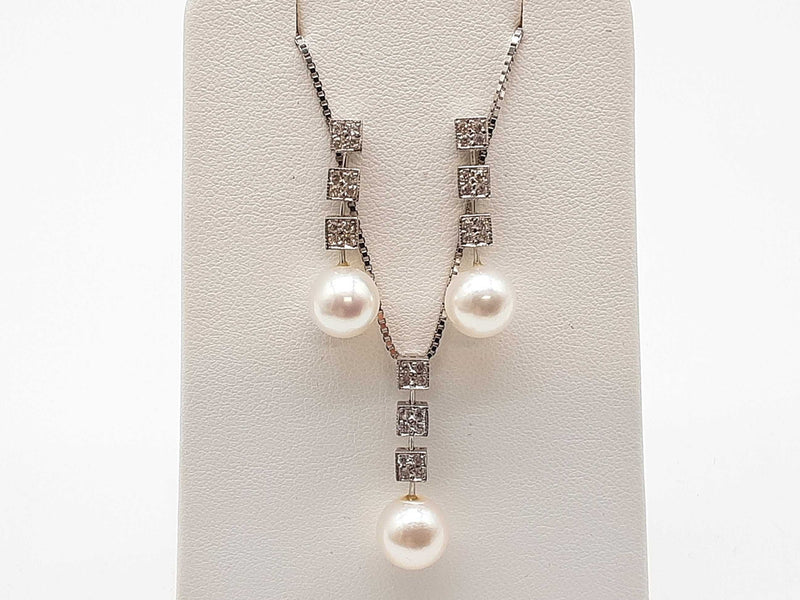 White Pearls Diamonds 18k White Gold 8.6g Ensemble Do0425rxzde