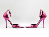 Versace Pinpoint Stiletto Heel Sandals In Mirrored Fuschia Size Eu 39 Fw0225rzdu