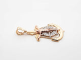 10k Tri-tone Gold Mariner Anchor Crucifix Pendant 3 Grams Fw0726lcxdu