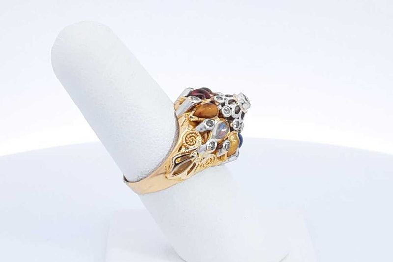 Diamond & Gemstone Ring In 14k Yellow Gold 9 Grams Size 7.5 Eb0724orxdu