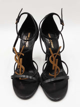 Saint Laurent Cassandra Black Leather Heels Size 39.5 Eb0626exdu