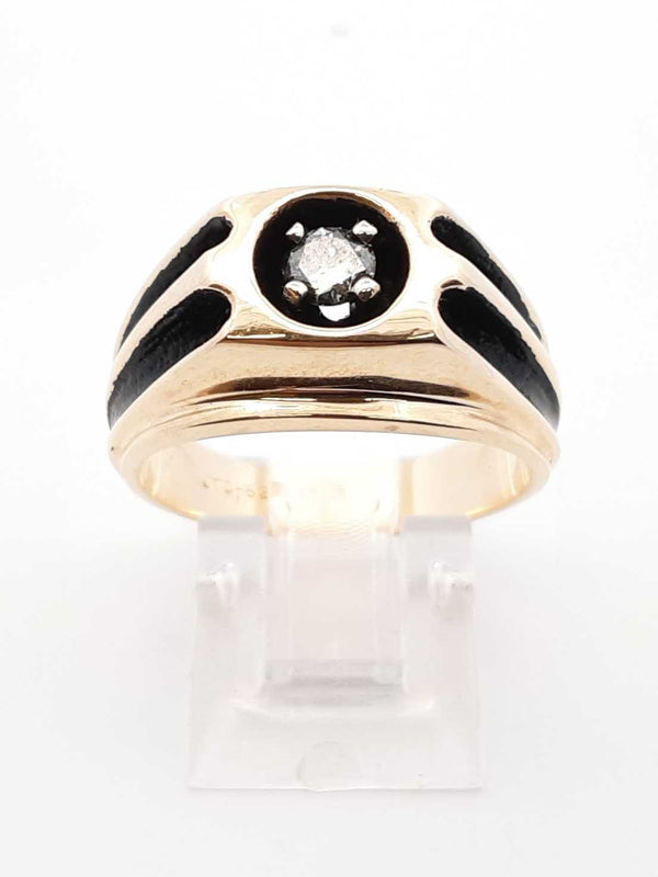 0.25 Ctw Recessed Diamond & 14k Yellow Gold Ring 11.5 Gram Size 9.5 Fw00825rxzdu