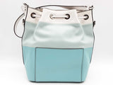 Michael Kors Dottie Blue Teal White Leather Bucket Bag Do1124rxde