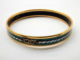 Hermes Green Rope Painted Enamel Gold Plated Narrow Bangle Bracelet Do1223rxzde